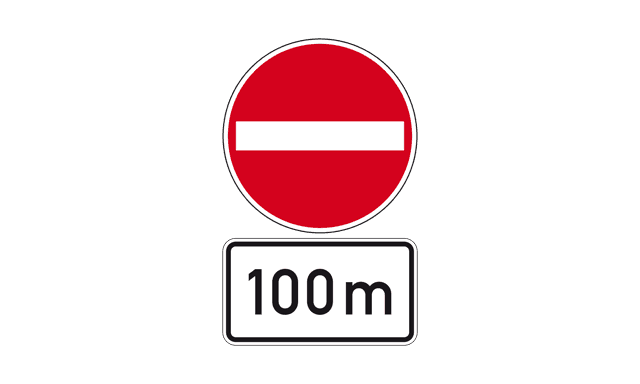 Biển báo cấm vào kèm biển phụ 100 m